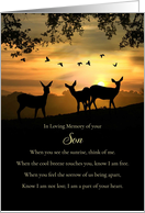 Son Remembrance Anniversary of Passing Spiritual with Deer and Birds card