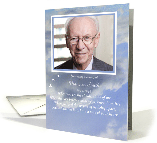 Announcement Notification of Death Passing Custom Photo and Name card