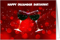 December Birthday Funny Wine Glasses Toasting Cheers Customizable card