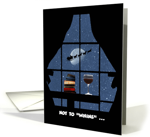 Christmas Missing You Wine and Books Funny Customizable card (1800696)