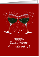 December Anniversary with Wine Custom Cover Text Funny and Sincere card