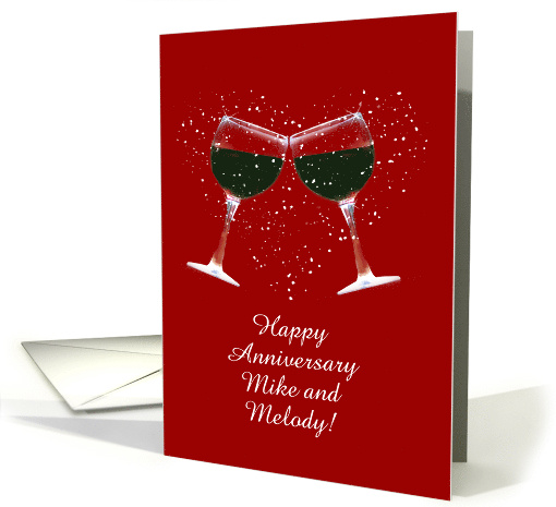 Anniversary Customizable Name Toasting Wine Glasses with Heart card