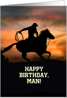 Happy Birthday for Him Cowboy Country Western Masculine for Guy Custom card