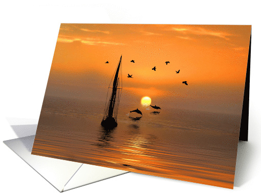 Happy Birthday for Him Sailboat Dolphins Nautical Ocean Masculine card