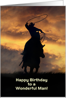 Happy Birthday for Him Man Country Western Cowboy Custom Text card