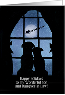 Son and Daughter in Law Cute Christmas Holiday Dogs Santa Custom card