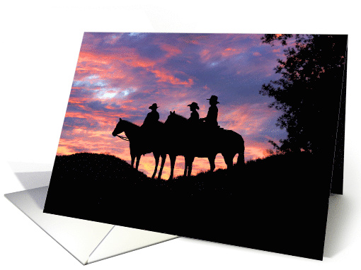 Cowboys in the Sunset Happy Birthday Sunset Sky card (490084)