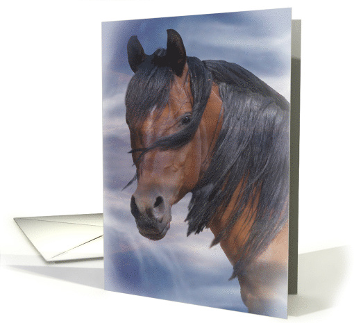 Horse Birthday in Blue with Flowing Mane card (531098)