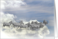 Zebra in the Clouds Fantasy Fun Birthday card