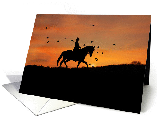 Dressage Horse and Rider Birthday at Sunrise card (543503)