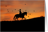 Dressage Horse and Rider Birthday at Sunrise card