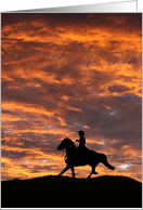 Cowboy and Horse at Sunset Birthday card