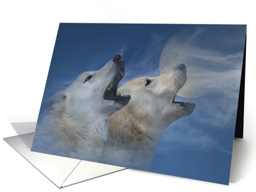 Moon and Wolves Howling Happy Birthday card (567057)