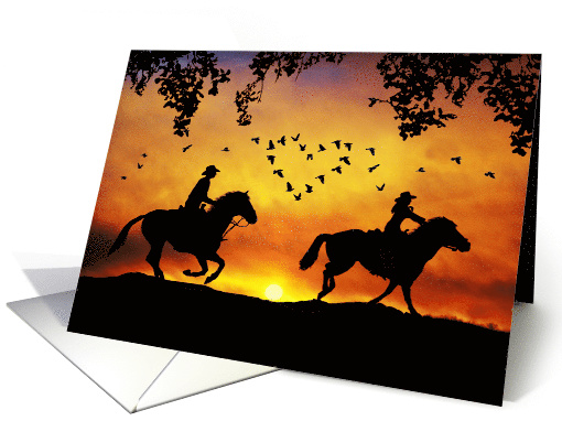 Anniversary Country Western Horse Back Riding Cowboy and Cowgirl card