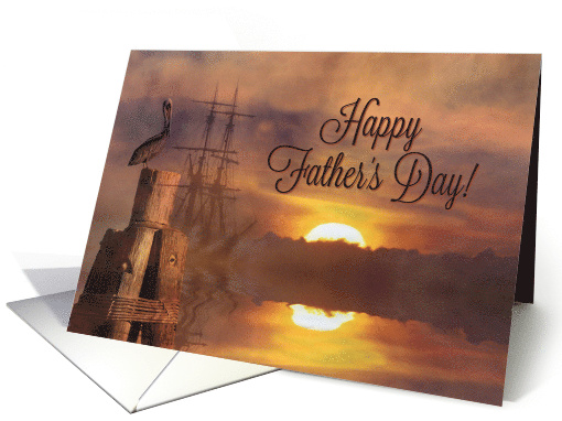 Father's Day Ship Ocean and Pelican Natuical Themed card (581345)