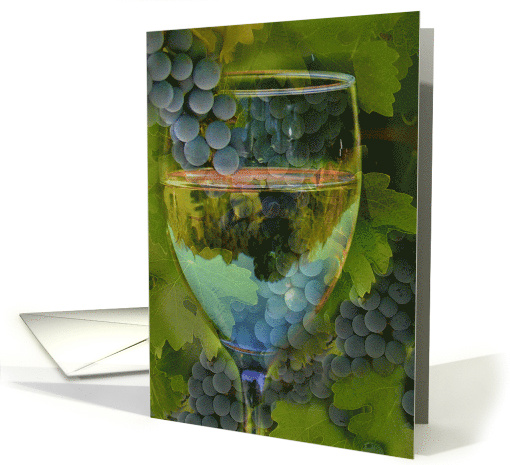 Wine Country Wine Glass Vineyard Wine Grape Birthday card (581871)