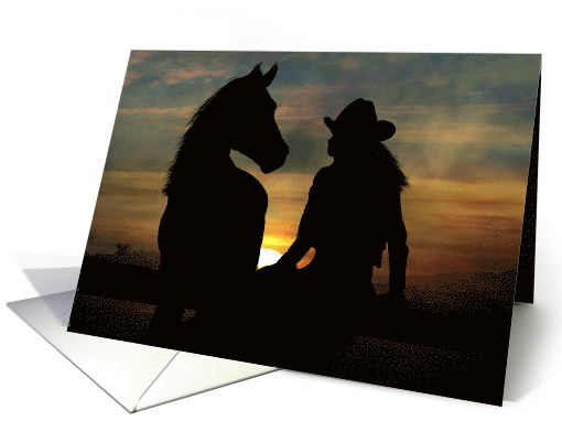 Country Western Cowgirl and Horse Say Hello card (592361)