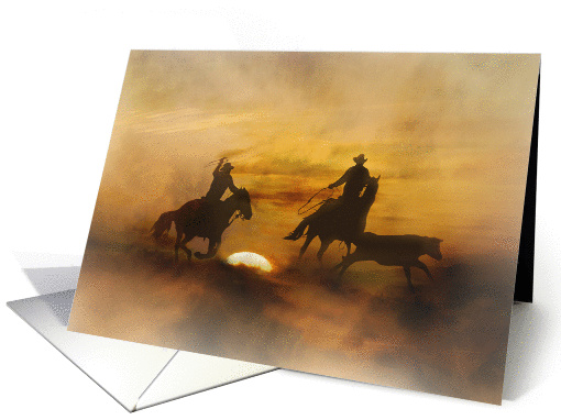 team roping thank you card (595230)