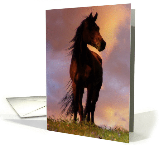 Happy Birthday Horse Silhouette against the Clouds card (633478)