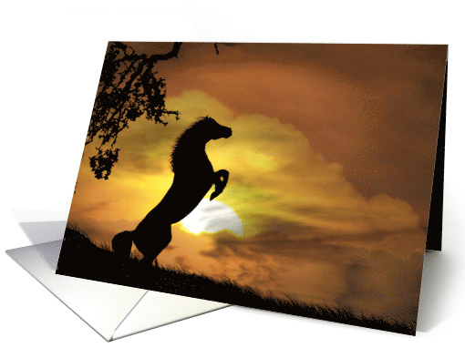 Happy Birthday Rearing Horse card (633589)
