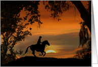 Country Western Cowboy Sunset Moving Happ Trails card