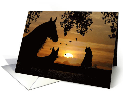 thank You for Pet Sitting Horse, Dog and Cat card (635890)