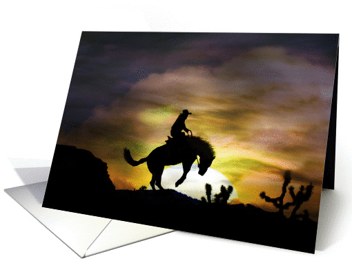 Happy Birthday Western Cowboy Bronc Rider card (635986)