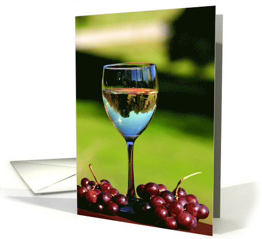 White Wine Chardonnay With Grapes Wine Fine Art card (636524)