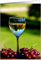 White Wine Chardonnay With Grapes Wine Fine Art card