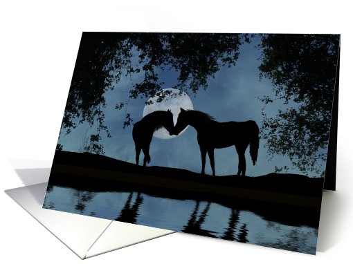 horse in moonlight, elopement annoucement card (654031)