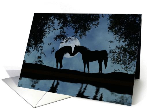 horse in moonlight, engagement annoucement card (654068)