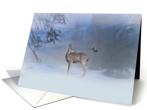 Merry Christmas Deer and Blue Jay card (708811)