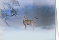 Happy Holidays Deer and Blue Jay card
