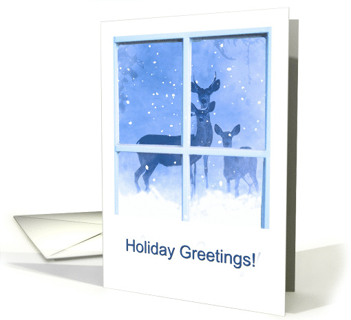 Deer Family in Window Holiday Greetings card (709957)