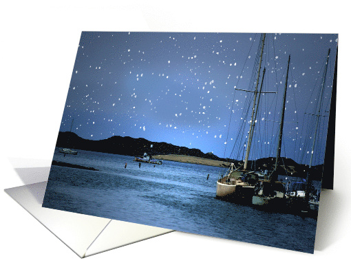 Snow and Sailboats in Harbor Silent Night card (723759)