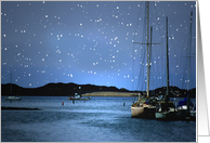 Snow and Sailboats in Harbor Silent Night card