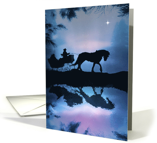 One Horse Open Sleigh Christmas Season's Greetings card (723904)