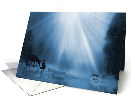 Cowboy and Horse in Cowboy Christmas Church card (724453)