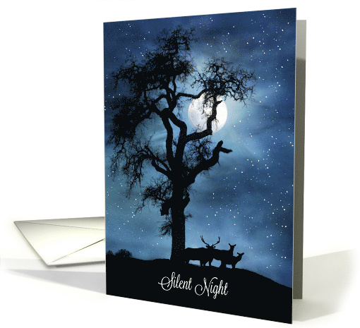 Silent Night with Elk and Snow Pretty Wildlife Holiday card (729353)