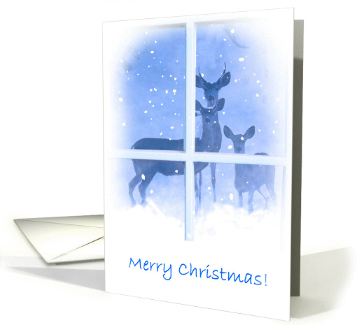 Merry Christmas Deer in Window card (731119)