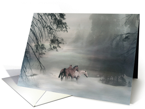 Horses in the Snow Merry Christmas from Across the Miles card (731135)