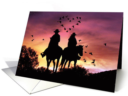 Cowgirl and Cowboy Country Western Happy Anniversary for Spouse card