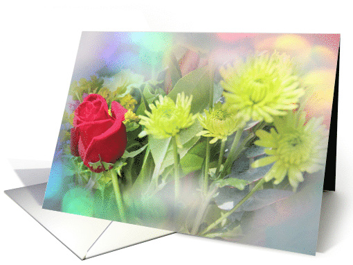 Thank you Rose and Flower Bouquet, Pretty Flower Thank You card