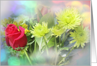 Thank you Rose and Flower Bouquet, Pretty Flower Thank You card