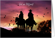 Just Hitched Announcement, Horse & Rider’s Silhouettes Customize card