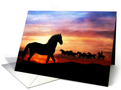 wild horses birthday card (936345)