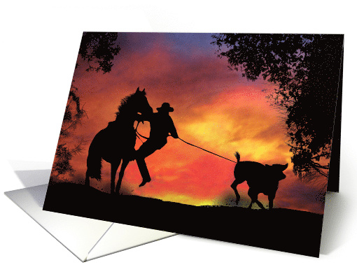 Country Western, Cowboy, Roper, Horse Congratulations on New Job card