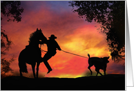 Country Western, Cowboy, Roper, Horse Congratulations on New Job card