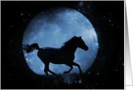 Fantasy Horse and Moon Running Horse Silhouette Blank card