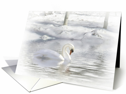 Season's Greeting White Snow and Swan card (944122)